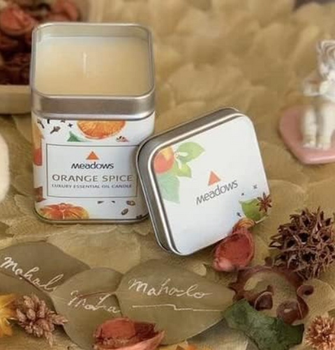 【送料無料】ラグジュアリーエッセンシャルオイルキャンドル オレンジスパイス（レイプシードワックスを使った100％天然素材のキャンドル）