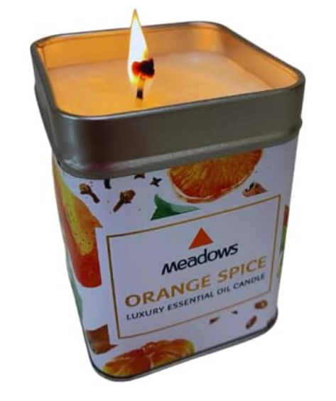 【送料無料】ラグジュアリーエッセンシャルオイルキャンドル オレンジスパイス（レイプシードワックスを使った100％天然素材のキャンドル）